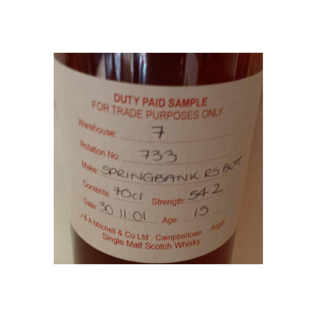 Springbank Duty Paid Sample - For Trade Purposes Only 2001 15 Years Single Malt Whisky 2