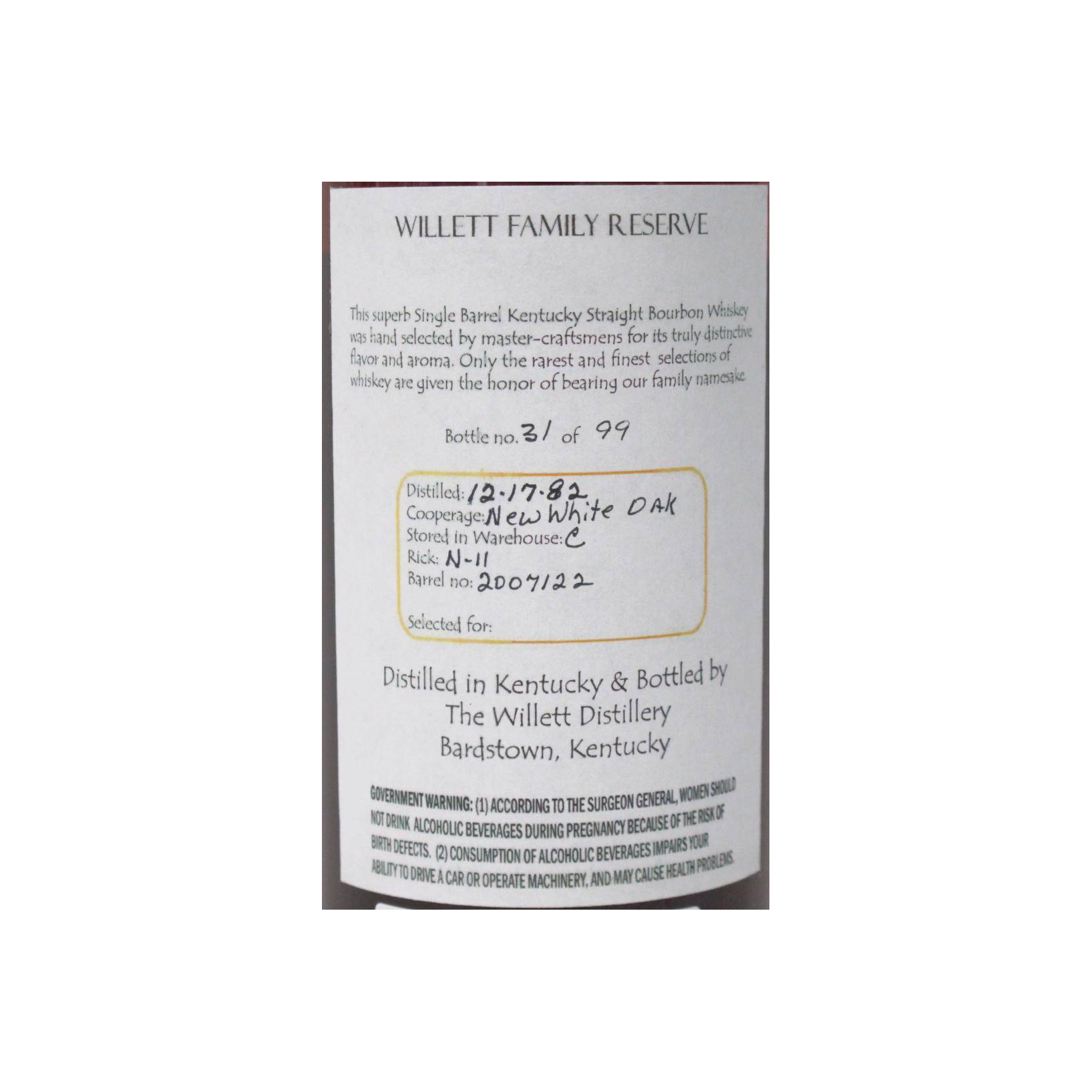 Willett Family Estate Bottled Single Barrel Bourbon 1982 24 Years Bourbon Whisky 2