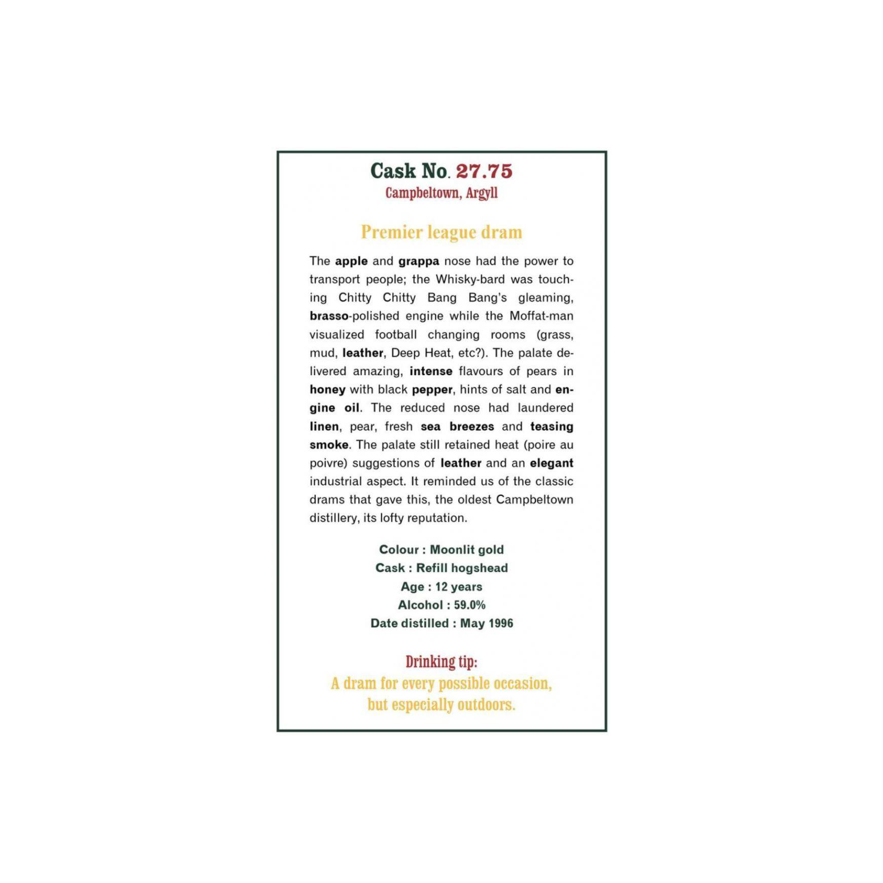 The Scotch Malt Whisky Society 1996 12 Years Single Malt Whisky