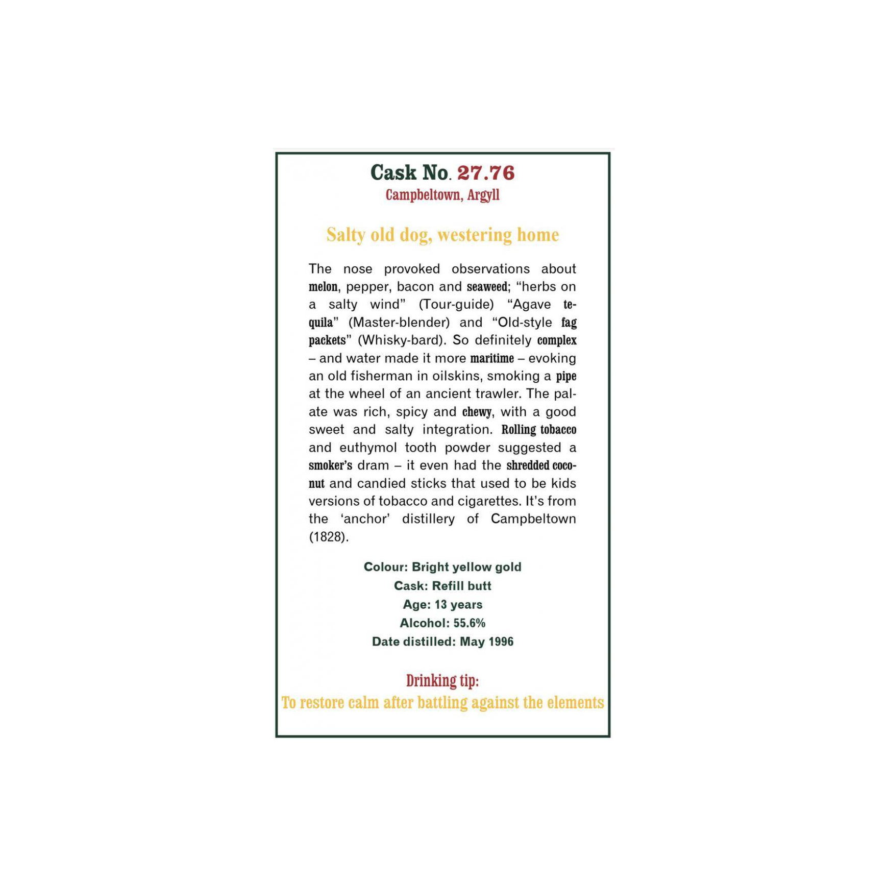 The Scotch Malt Whisky Society 1996 13 Years Single Malt Whisky