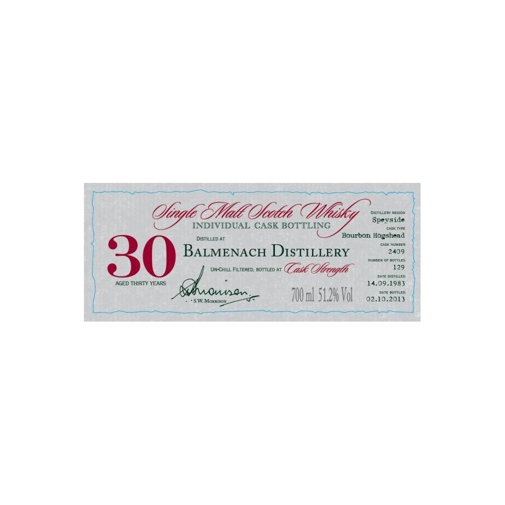 Balmenach Individual Cask Bottling 1983 30 Years Single Malt Whisky