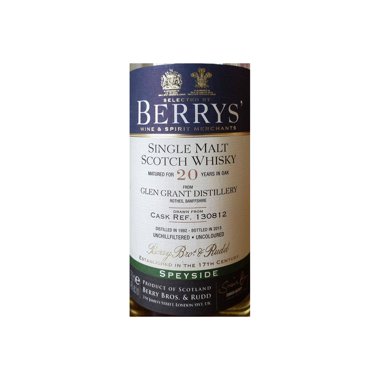 Glen Grant 1992 20 Years Single Malt Whisky