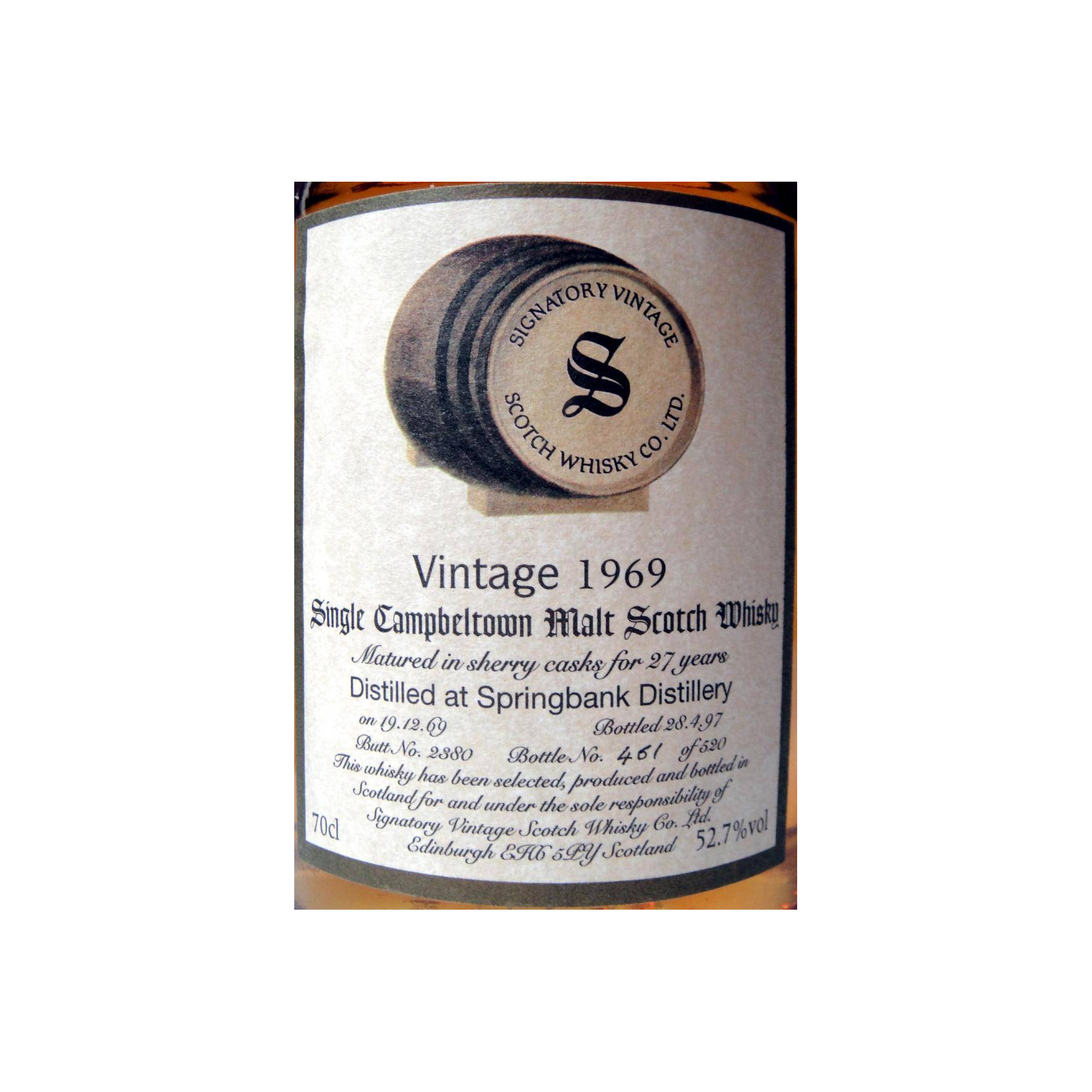 Springbank Vintage Collection - Dumpy 1969 27 Years Single Malt Whisky 2