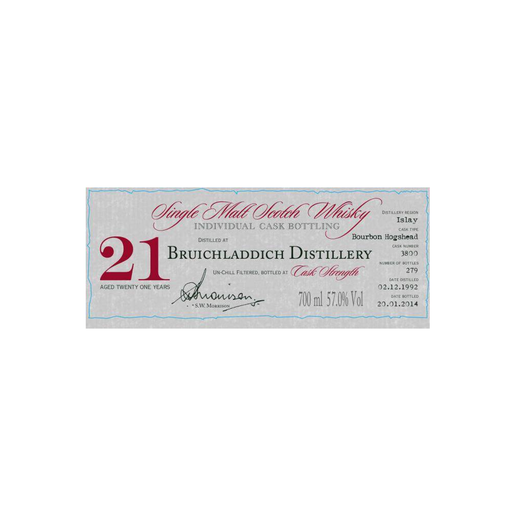 Bruichladdich Individual Cask Bottling 1992 21 Years Single Malt Whisky