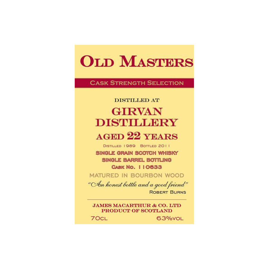 Girvan 1989 22 Years Single Grain Whisky