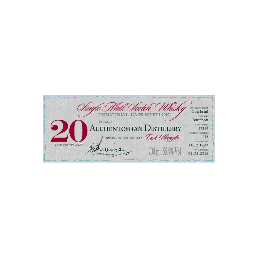 Auchentoshan Individual Cask Bottling 1990 20 Years Single Malt Whisky