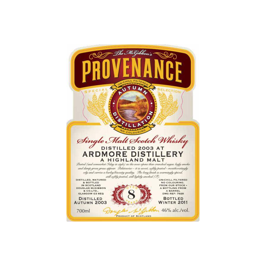 Ardmore McGibbon's Provenance 2003 8 Years Single Malt Whisky