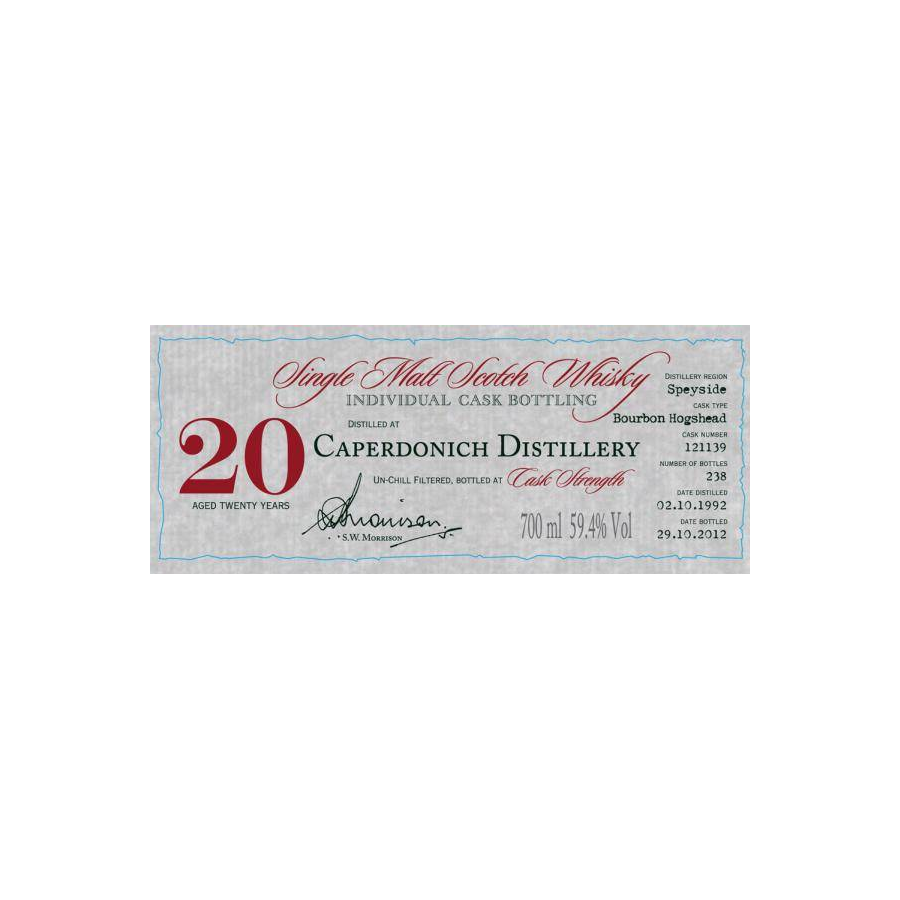 Caperdonich Individual Cask Bottling 1992 20 Years Single Malt Whisky