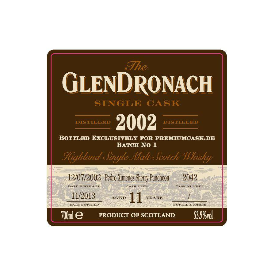 GlenDronach Single Cask 2002 11 Years Single Malt Whisky 2