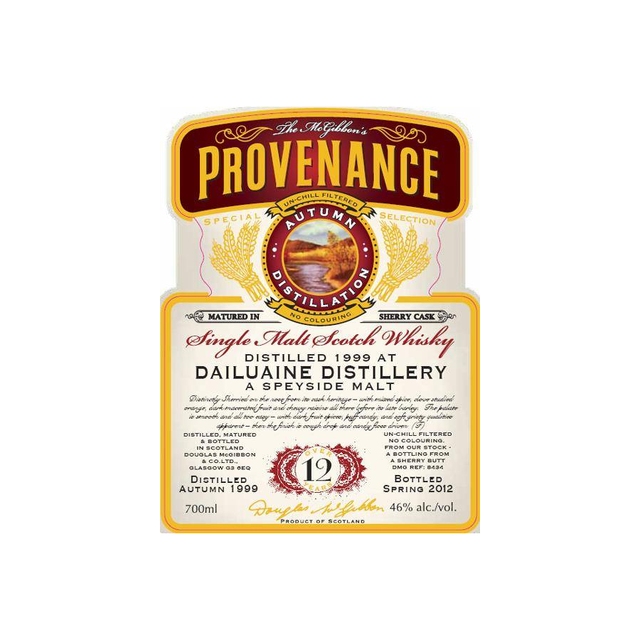 Dailuaine McGibbon's Provenance 1999 12 Years Single Malt Whisky 2