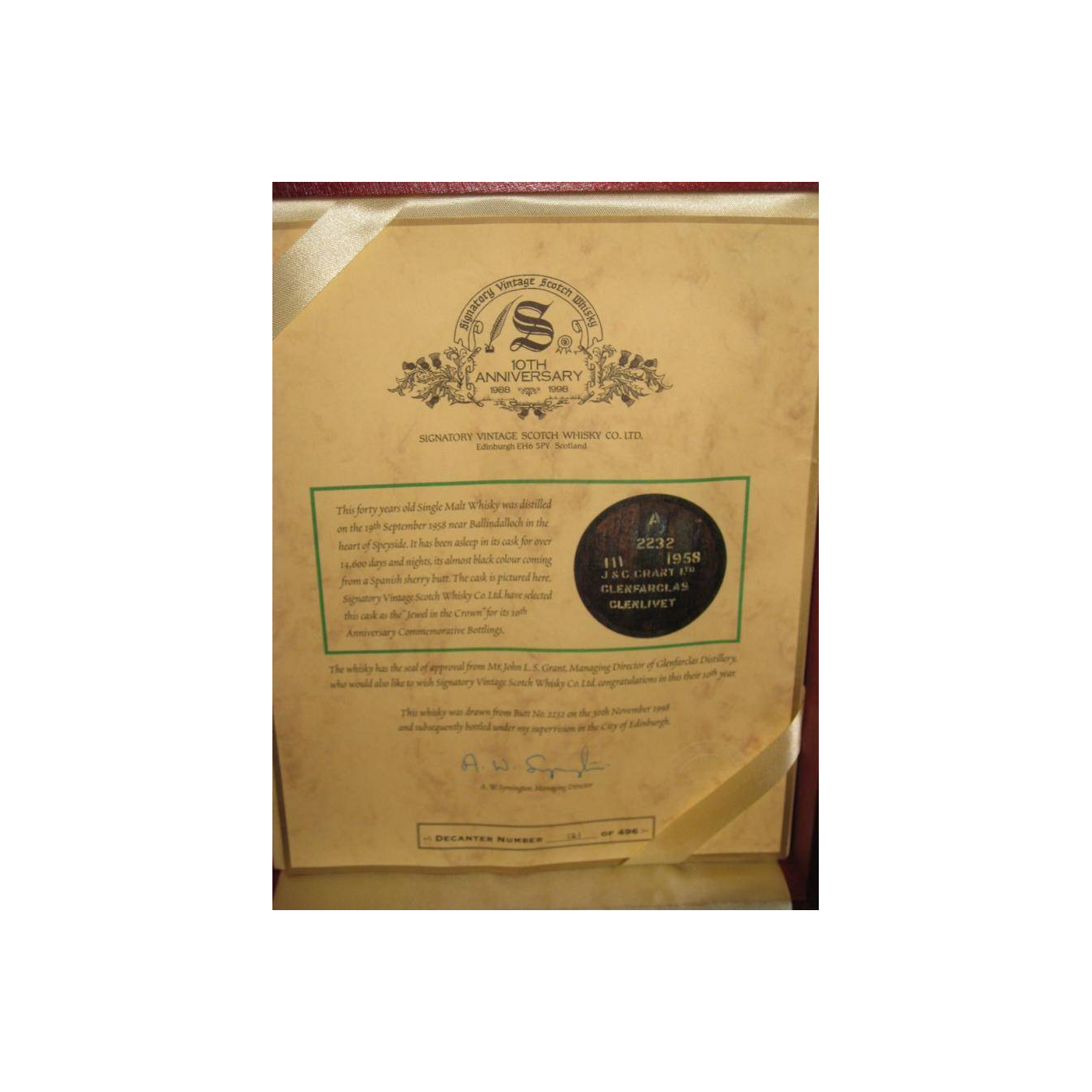 Glenfarclas 1958 40 Years Single Malt Whisky 3