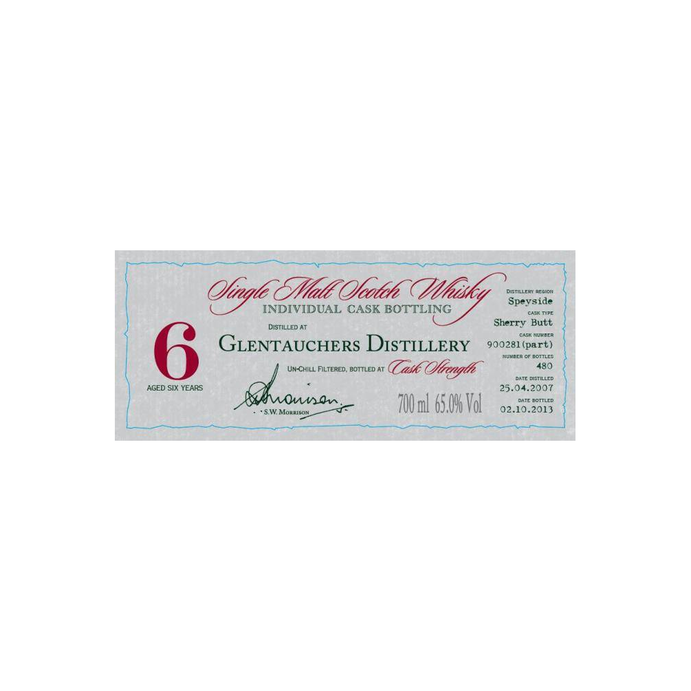 Glentauchers Individual Cask Bottling 2007 6 Years Single Malt Whisky 2