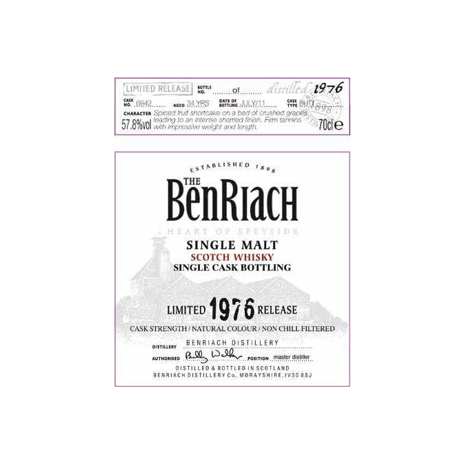 BenRiach 1976 34 Years Single Malt Whisky 2