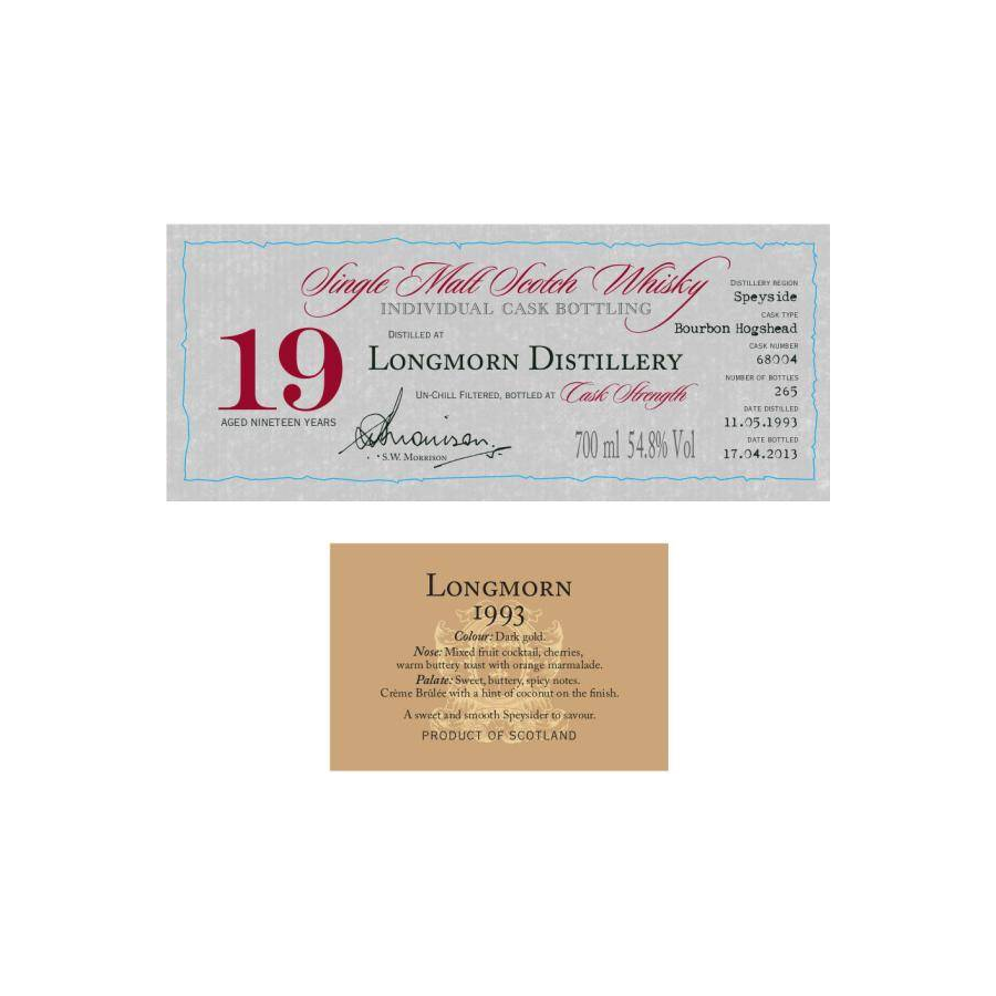 Longmorn Individual Cask Bottling 1993 19 Years Single Malt Whisky 2