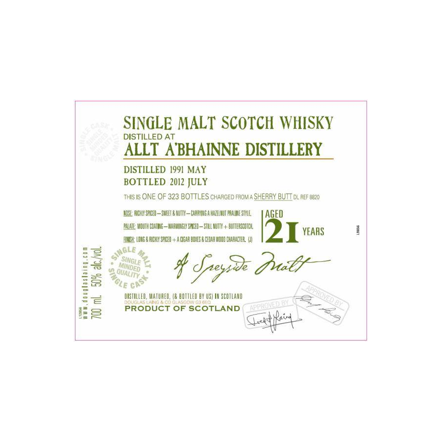 Allt-A-Bhainne Old Malt Cask 1991 21 Years Single Malt Whisky