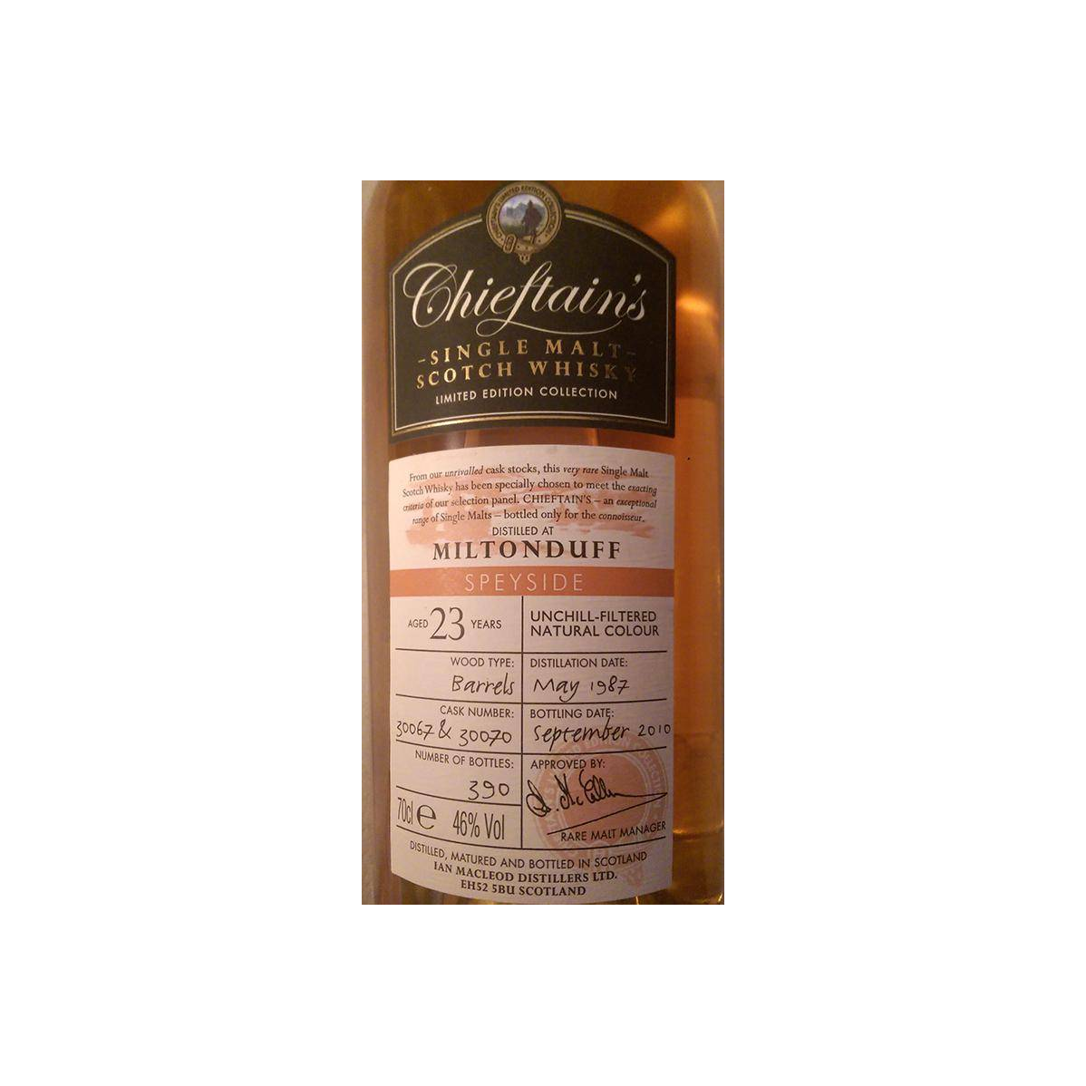 Miltonduff 1987 23 Years Single Malt Whisky 2