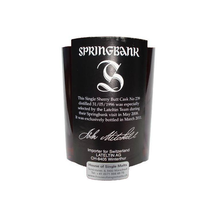 Springbank Cask Strength Collection 1996 14 Years Single Malt Whisky 3