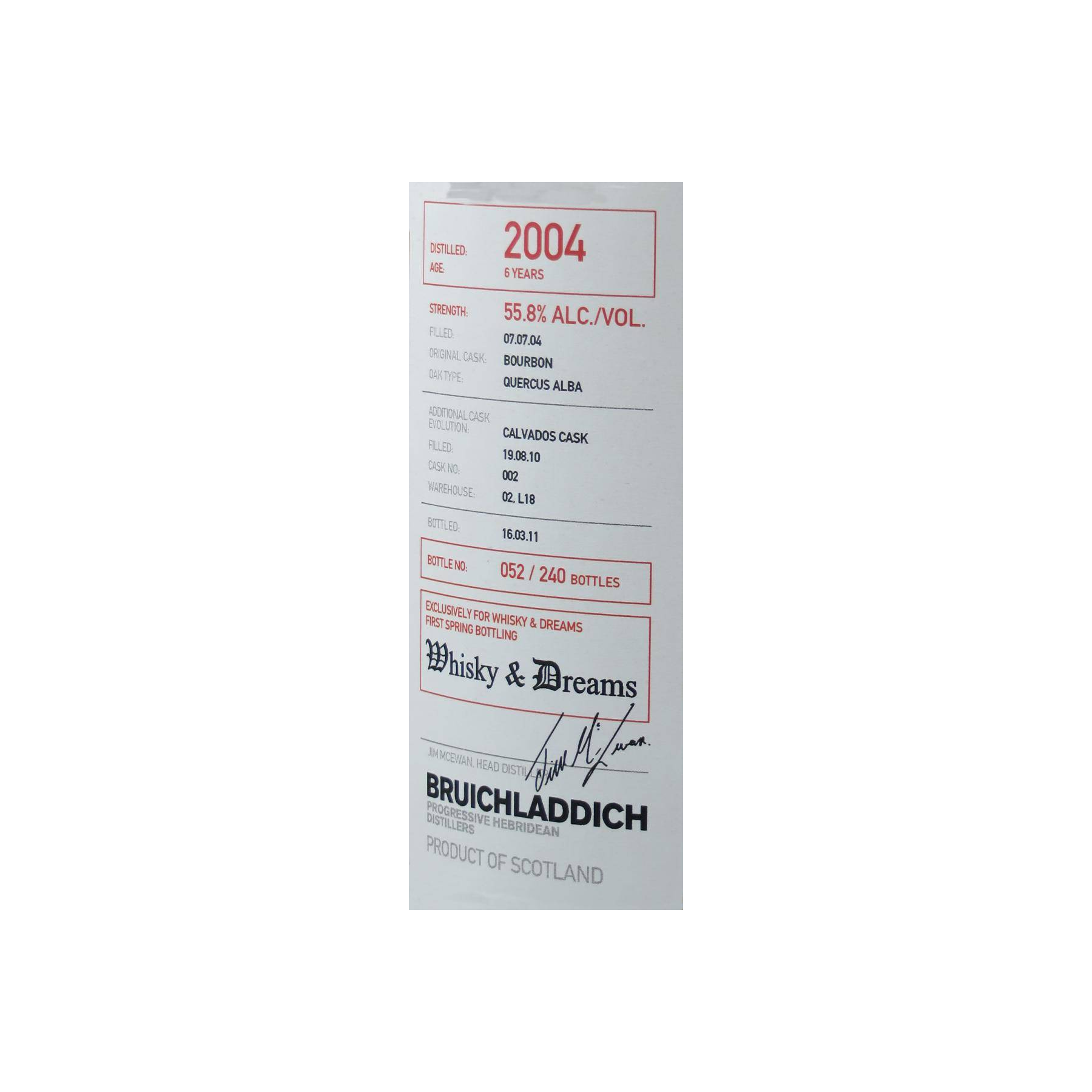 Bruichladdich 2004 6 Years Single Malt Whisky 2