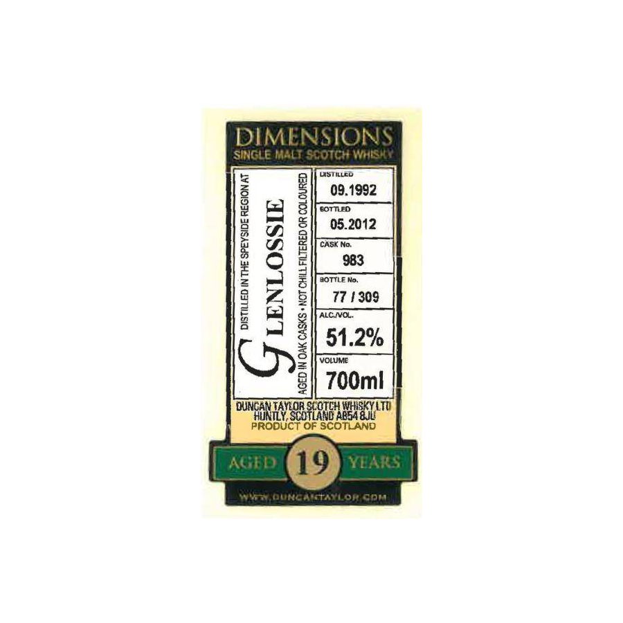Glenlossie Dimensions 1992 19 Years Single Malt Whisky