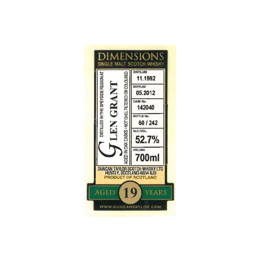 Glen Grant Dimensions 1992 19 Years Single Malt Whisky