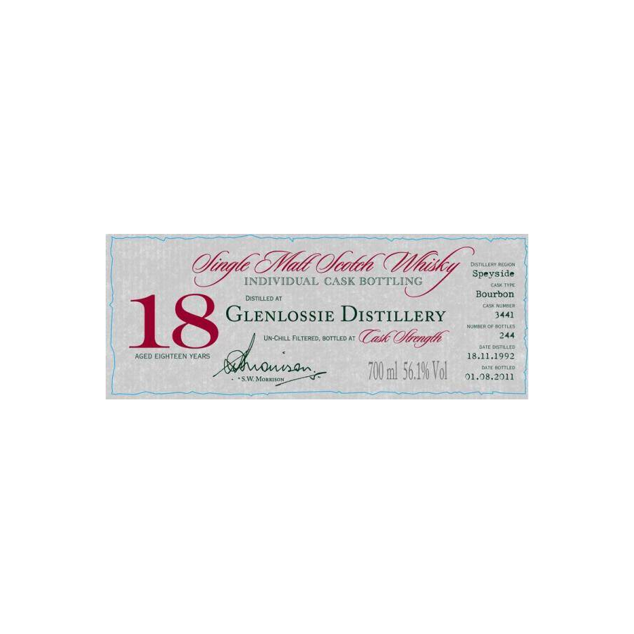 Glenlossie Individual Cask Bottling 1992 18 Years Single Malt Whisky 2