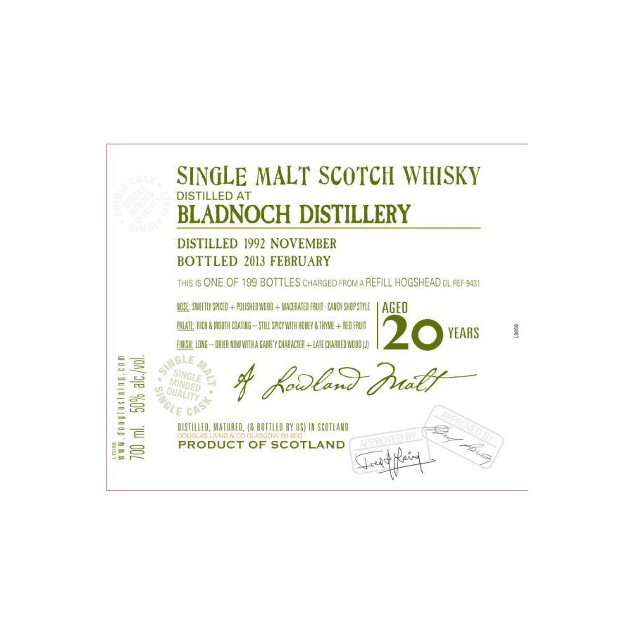 Bladnoch Old Malt Cask 1992 20 Years Single Malt Whisky 2