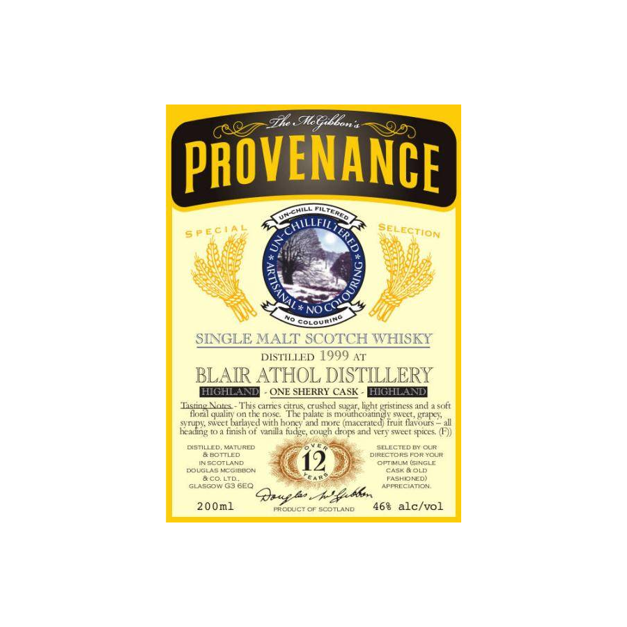 Blair Athol McGibbon's Provenance 1999 12 Years Single Malt Whisky 2