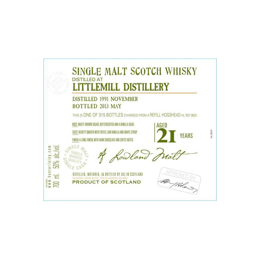 Littlemill Old Malt Cask 1991 21 Years Single Malt Whisky 3