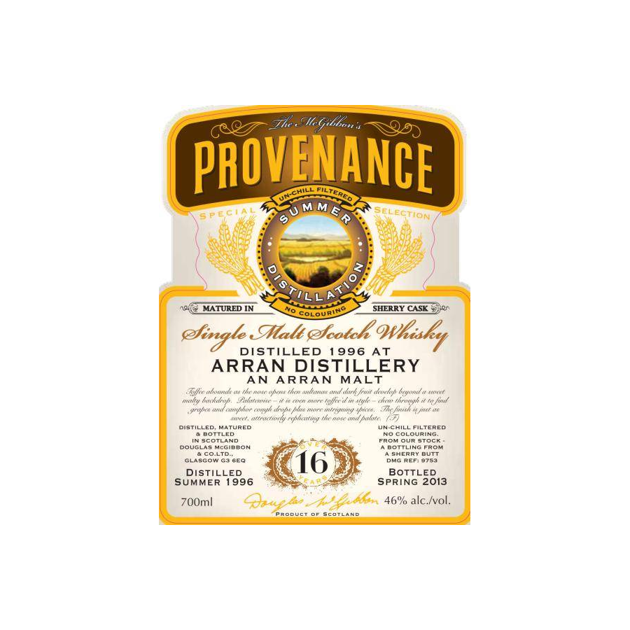 Arran McGibbon's Provenance 1996 16 Years Single Malt Whisky