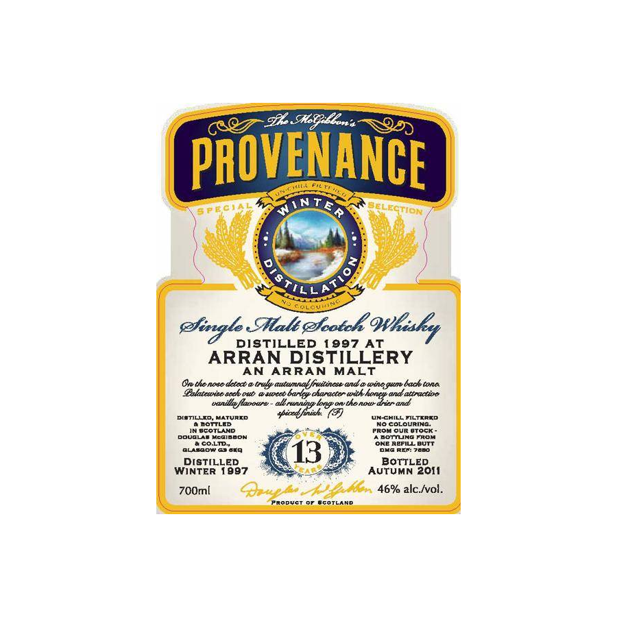 Arran McGibbon's Provenance 1997 13 Years Single Malt Whisky