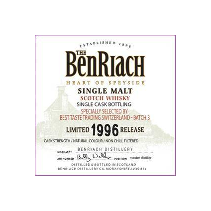 BenRiach Individual Cask Bottling 1996 17 Years Single Malt Whisky 2