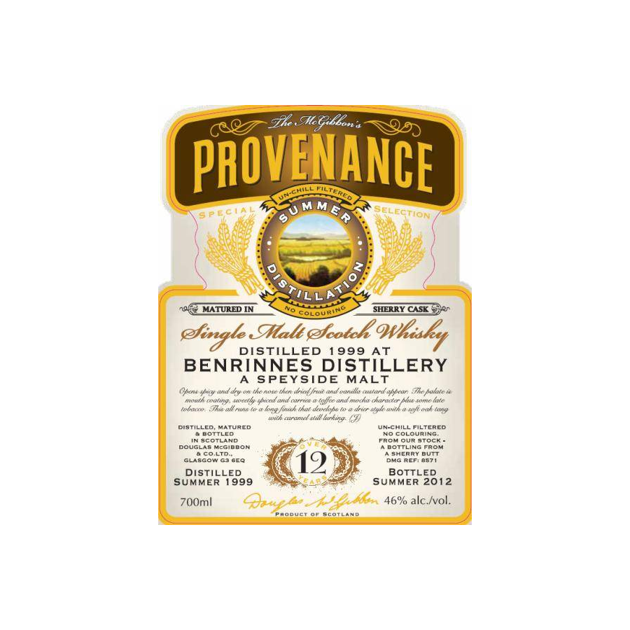 Benrinnes McGibbon's Provenance 1999 12 Years Single Malt Whisky