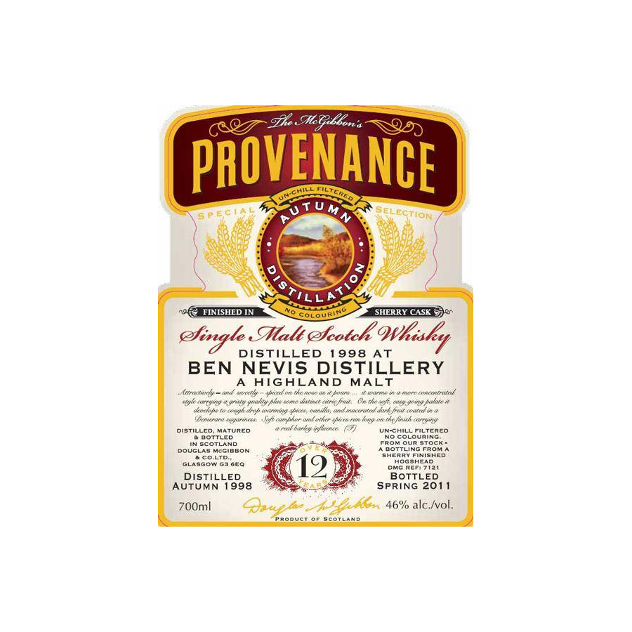 Ben Nevis McGibbon's Provenance 1998 12 Years Single Malt Whisky 2