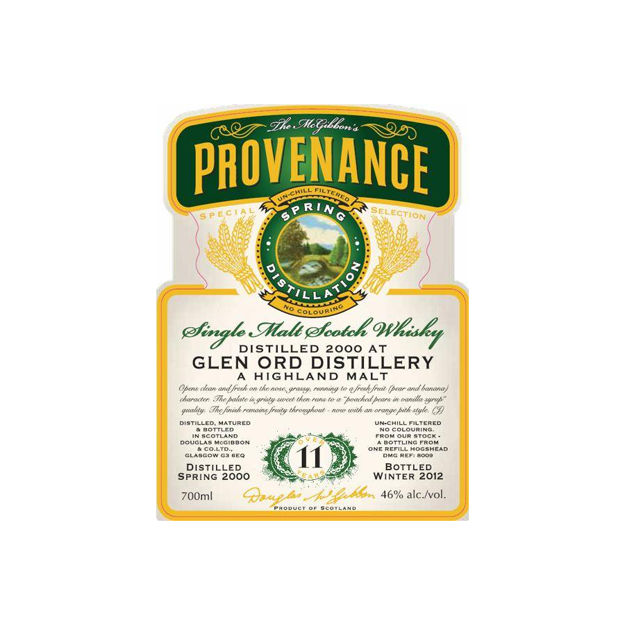 Glen Ord McGibbon's Provenance 2000 11 Years Single Malt Whisky