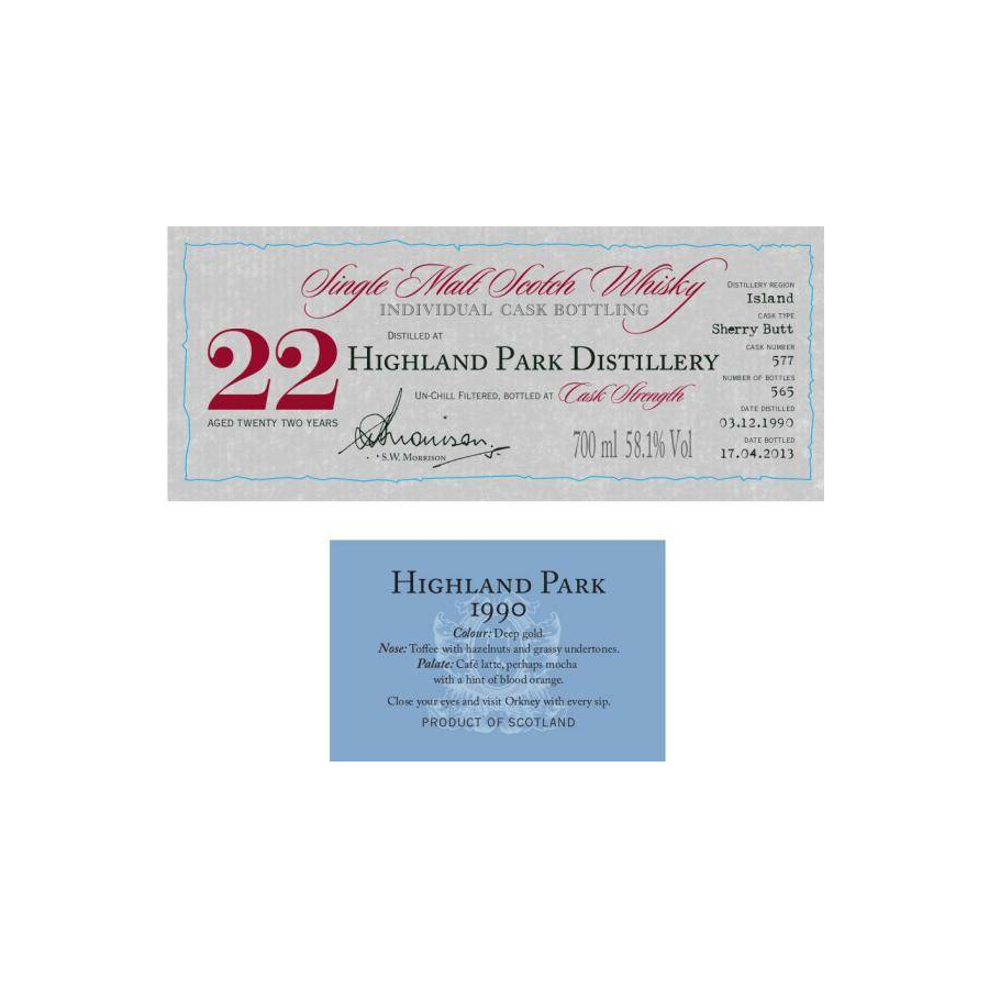 Highland Park Individual Cask Bottling 1990 22 Years Single Malt Whisky 2
