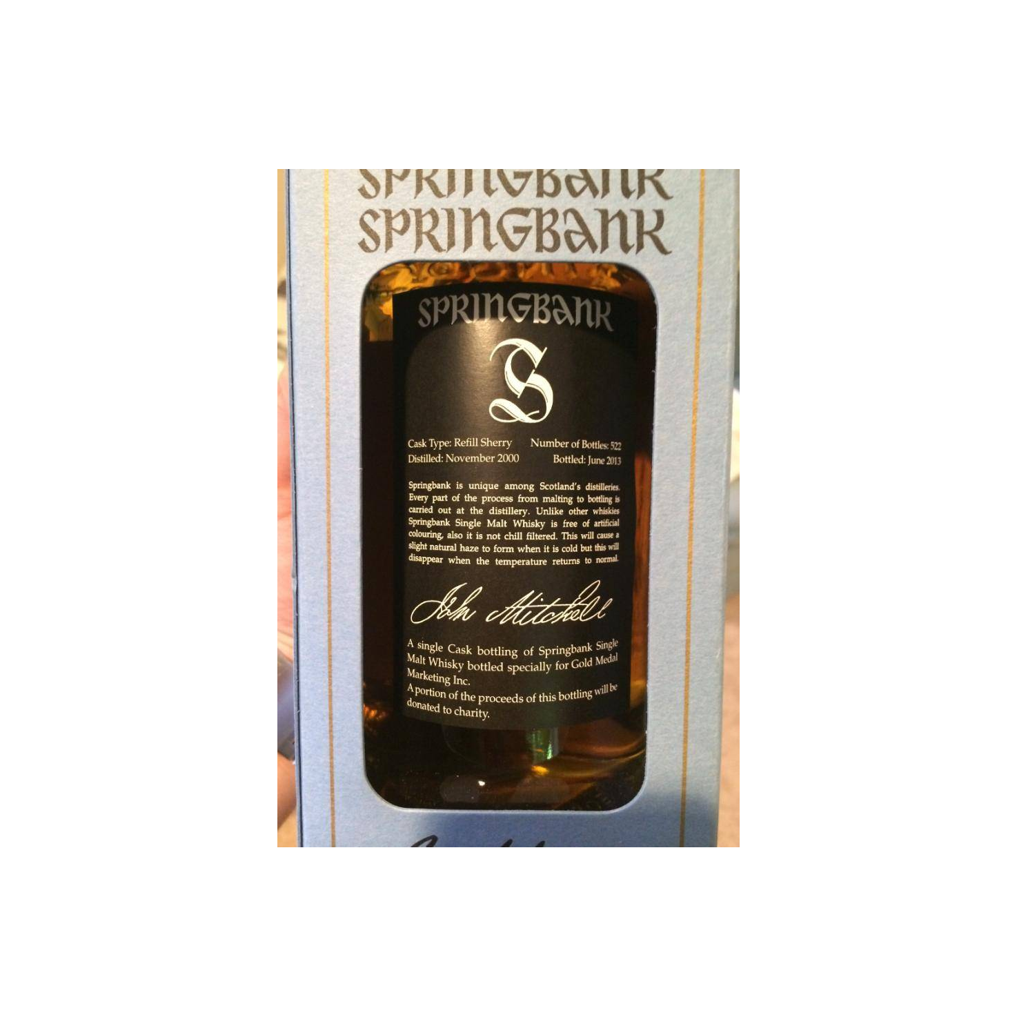 Springbank Single Cask 2000 12 Years Single Malt Whisky 3