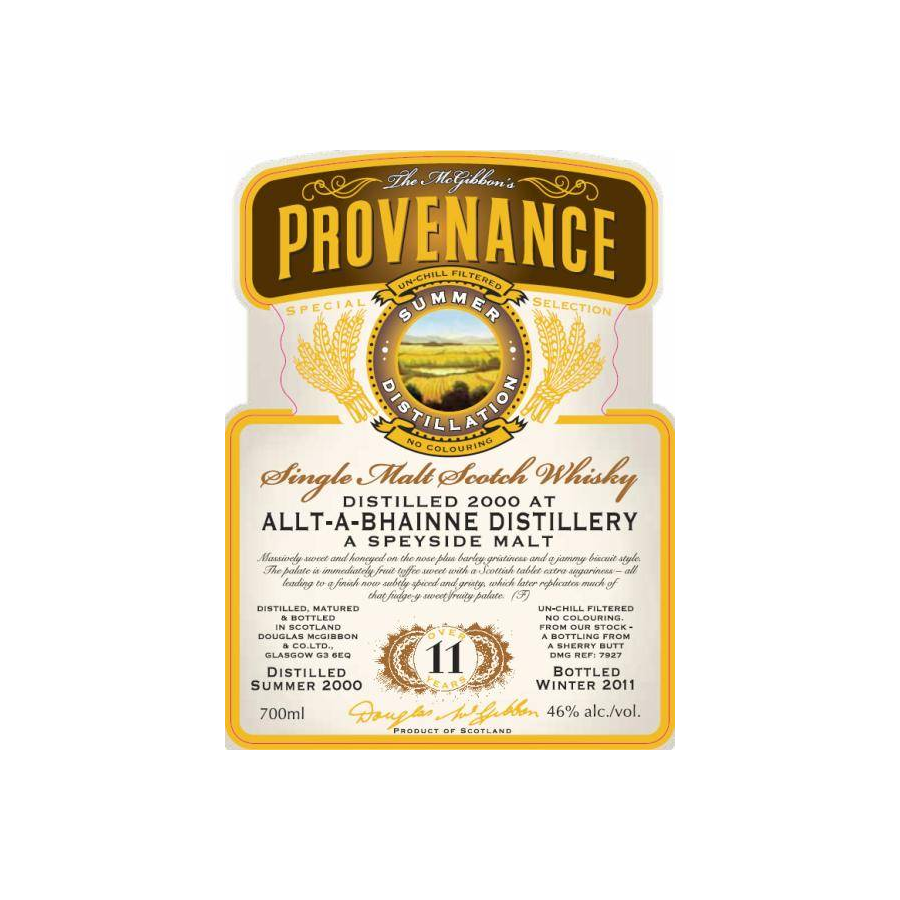 Allt-A-Bhainne McGibbon's Provenance 2000 11 Years Single Malt Whisky