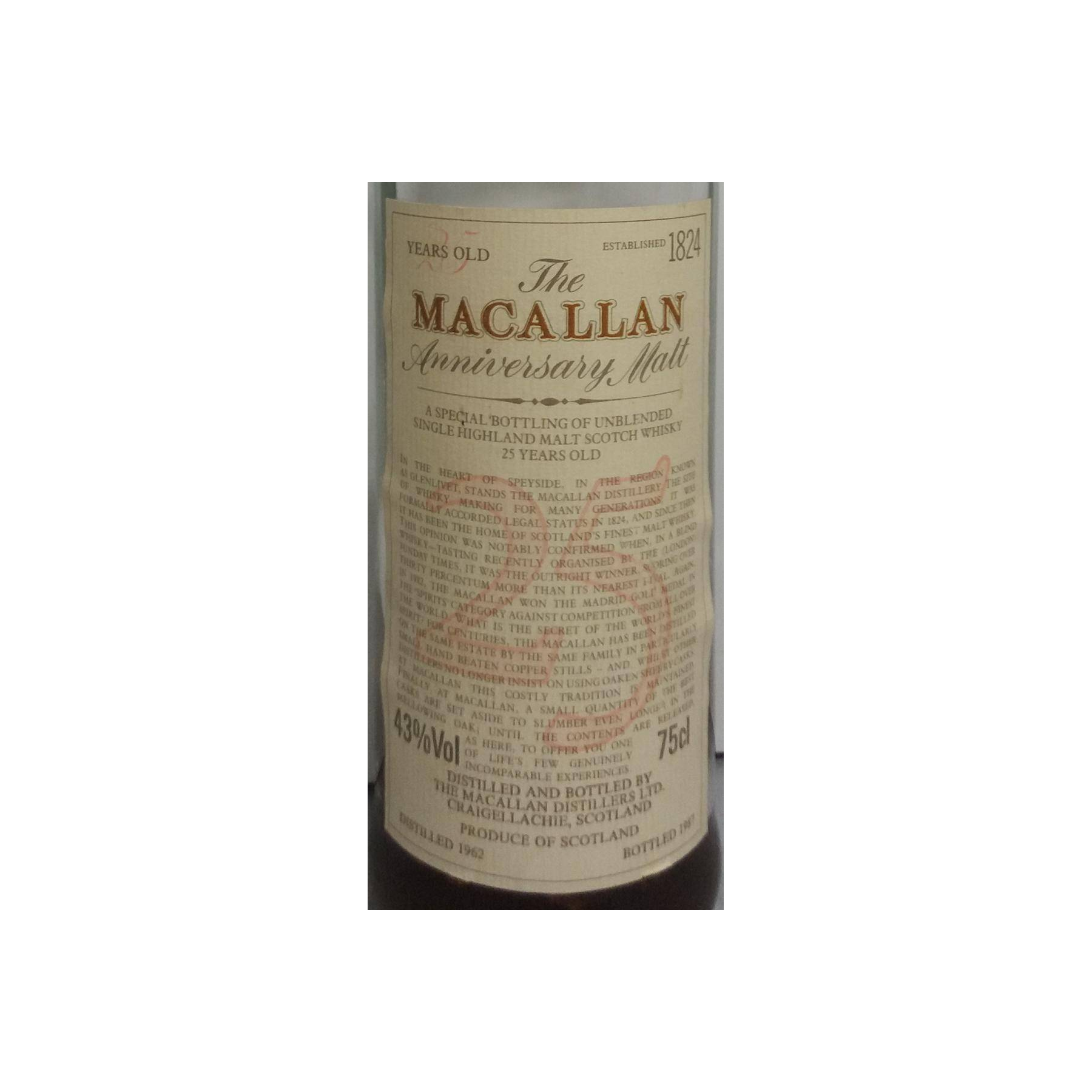 The Macallan 1962 25 Years Single Malt Whisky
