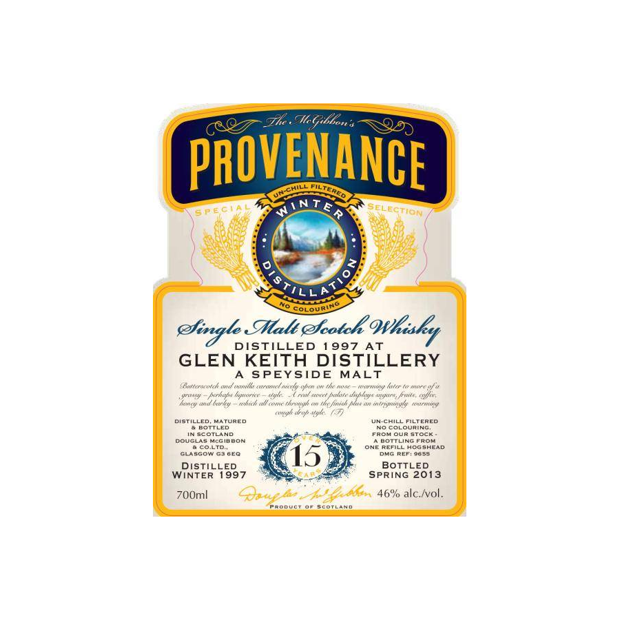 Glen Keith McGibbon's Provenance 1997 15 Years Single Malt Whisky