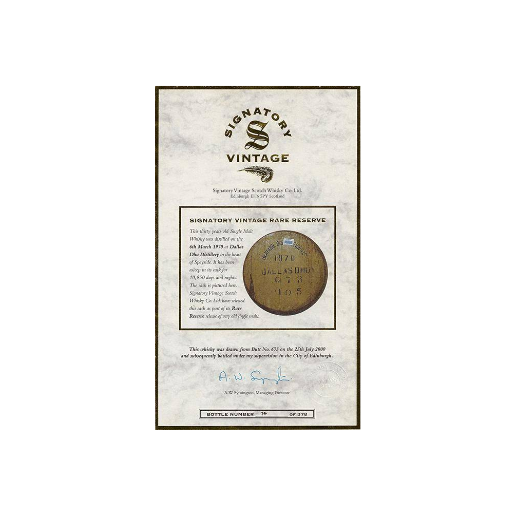 Dallas Dhu 1970 30 Years Single Malt Whisky 3