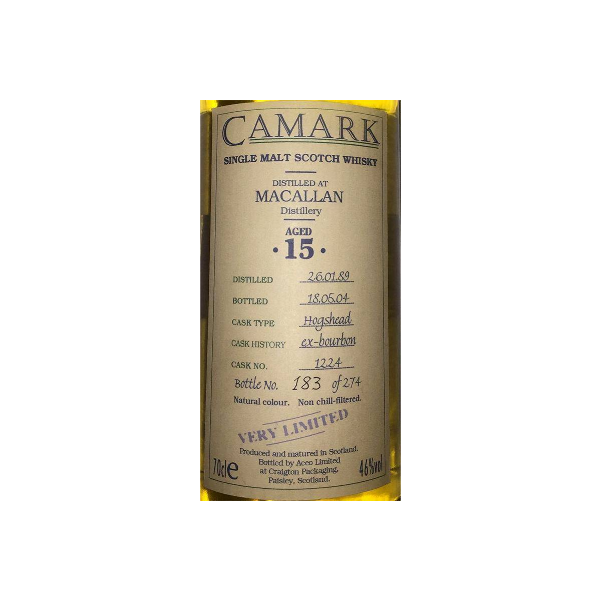 The Macallan 1989 15 Years Single Malt Whisky