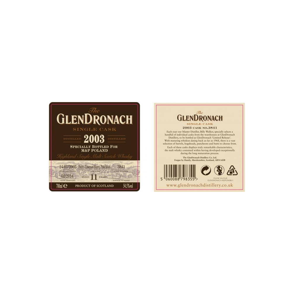 GlenDronach Single Cask 2003 11 Years Single Malt Whisky 2