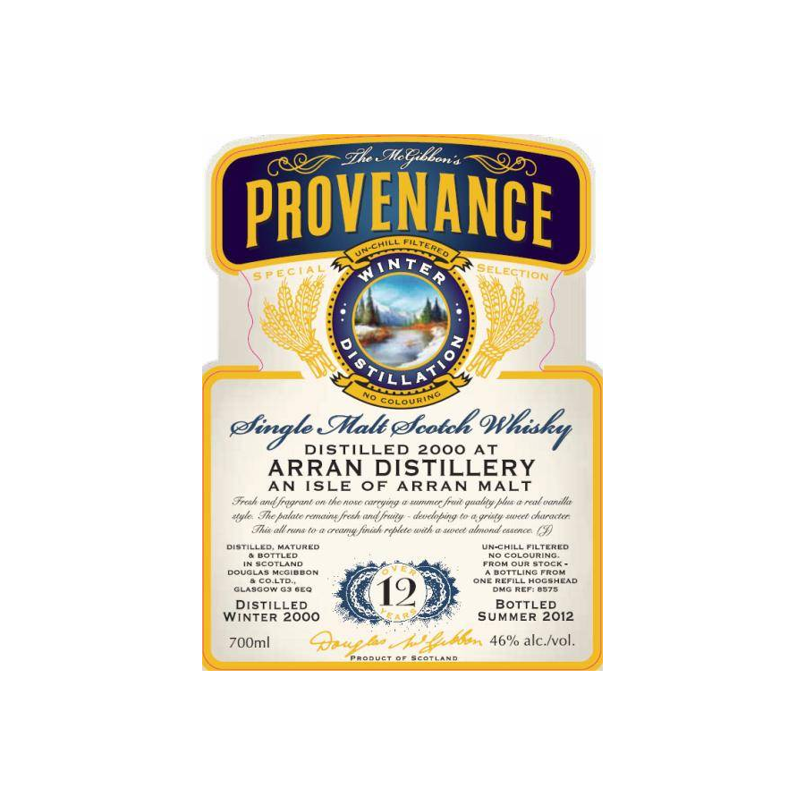 Arran McGibbon's Provenance 2000 12 Years Single Malt Whisky
