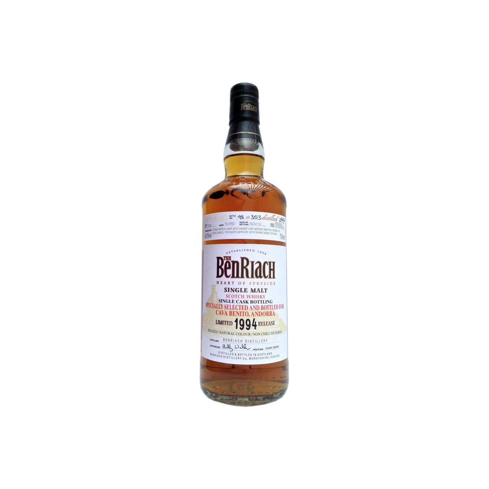 BenRiach Individual Cask Bottling 1994 19 Years Single Malt Whisky