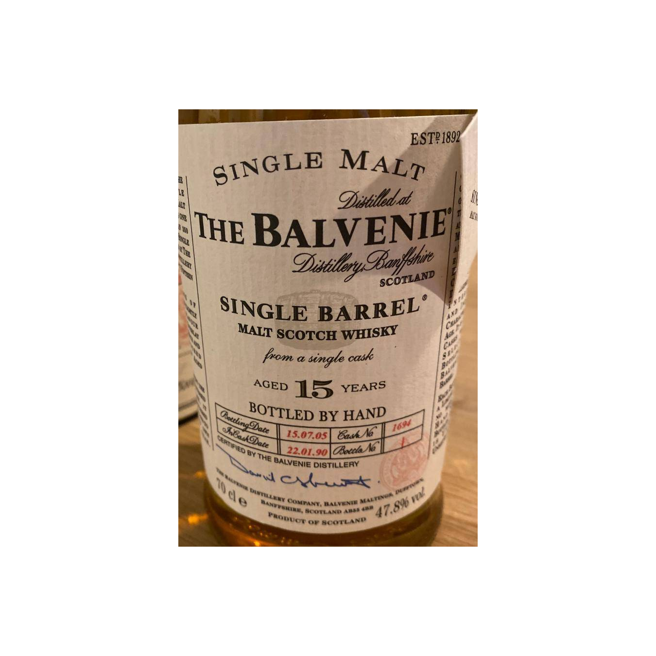 The Balvenie Single Cask 1990 15 Years Single Malt Whisky 2