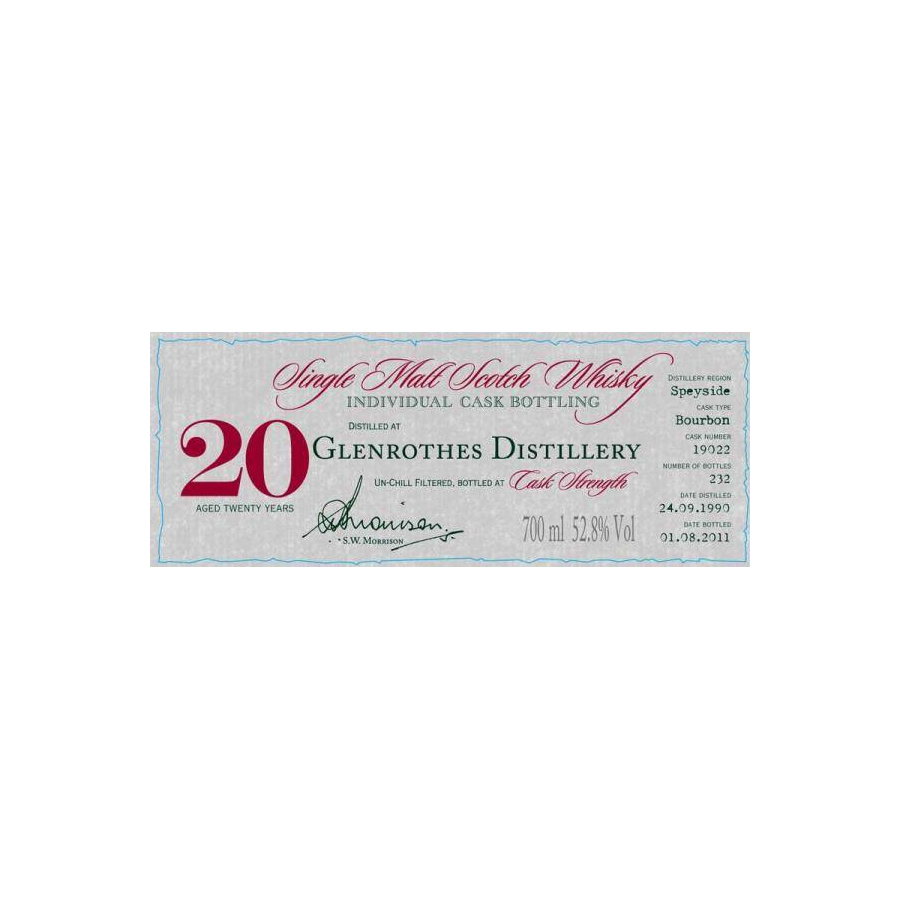 The Glenrothes Individual Cask Bottling 1990 20 Years Single Malt Whisky 2
