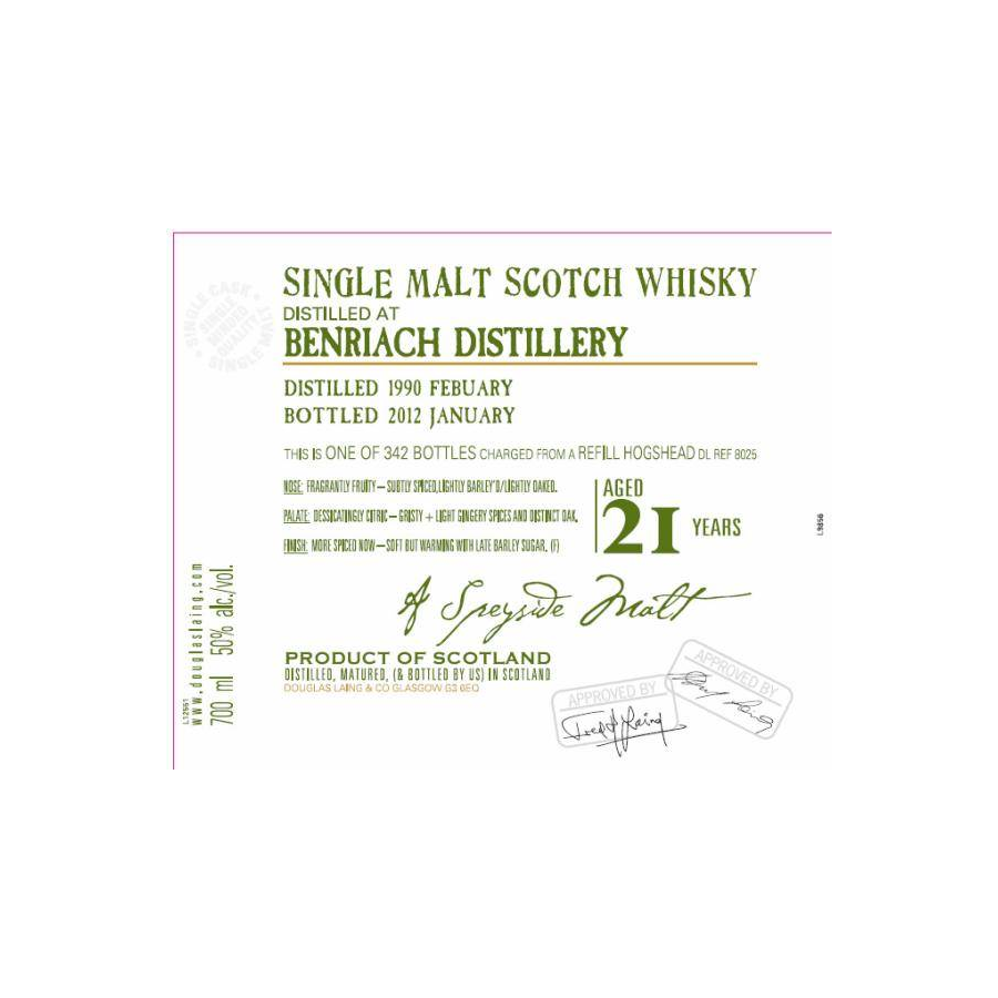 BenRiach Old Malt Cask 1990 21 Years Single Malt Whisky