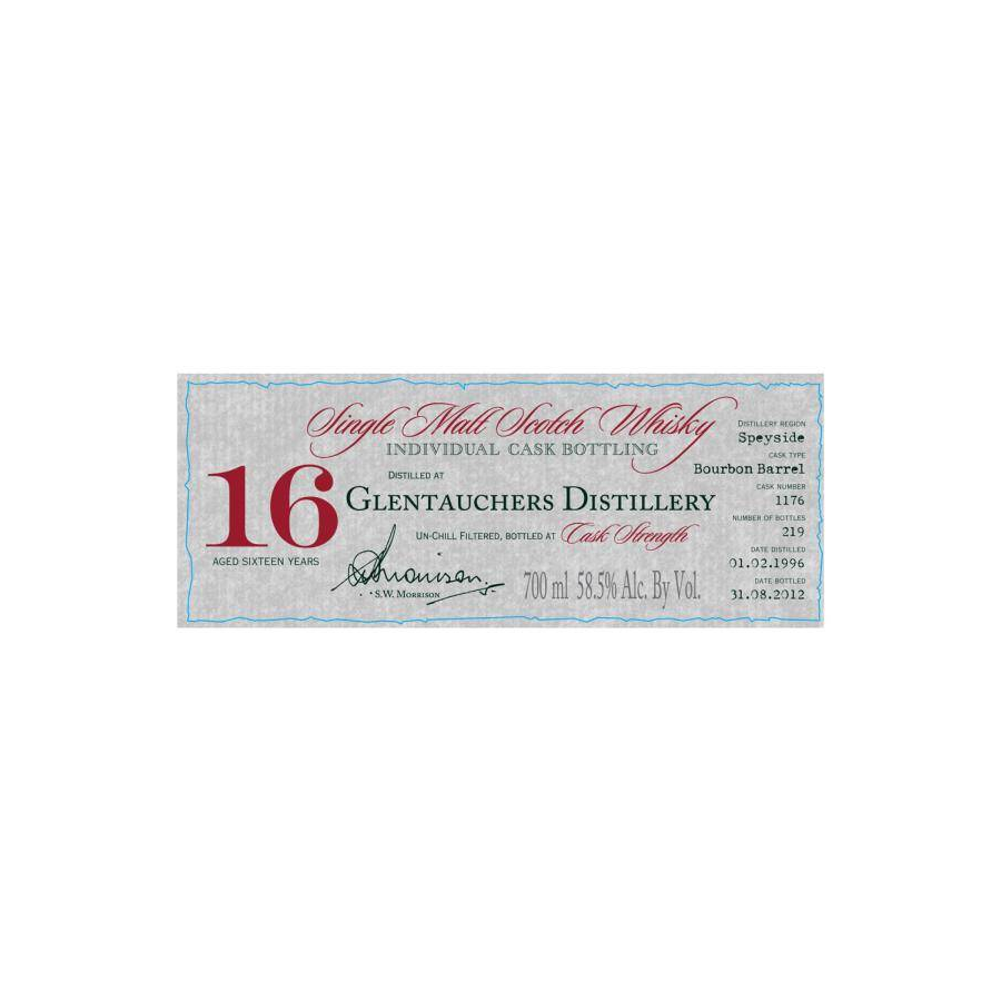 Glentauchers Individual Cask Bottling 1996 16 Years Single Malt Whisky