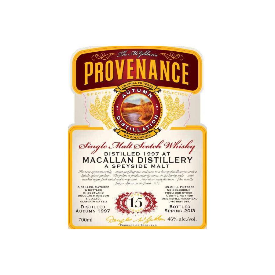 The Macallan McGibbon's Provenance 1997 15 Years Single Malt Whisky
