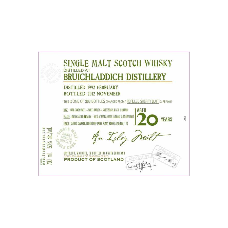 Bruichladdich Old Malt Cask 1992 20 Years Single Malt Whisky